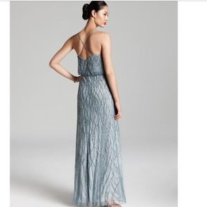 Adrianna Papell Slate Blue Beaded Blouson Dress